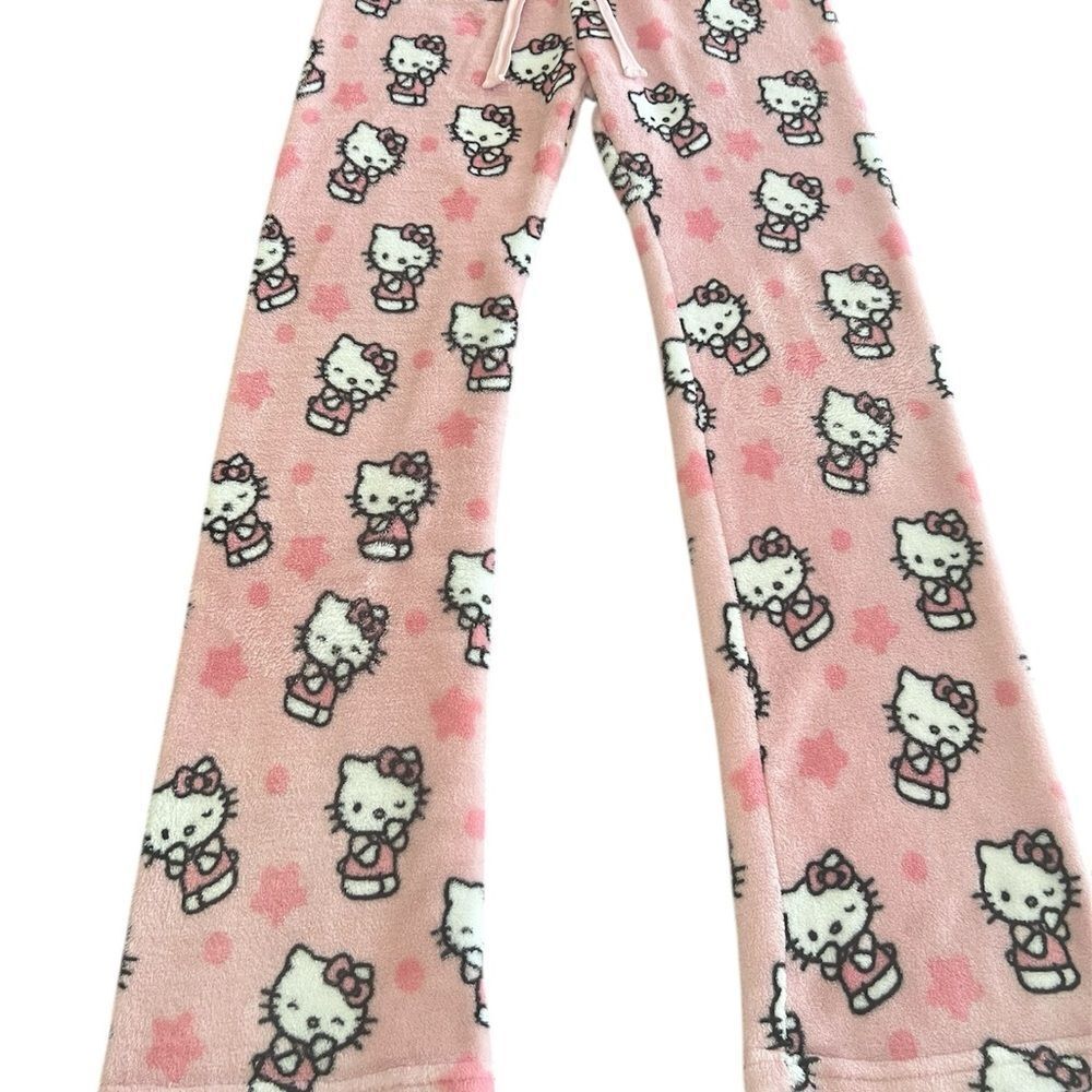 Hello Kitty Pink Cartoon Pajama Bottoms size M junior - Picture 2 of 6